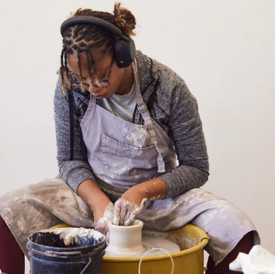 image of Brittany working with clay